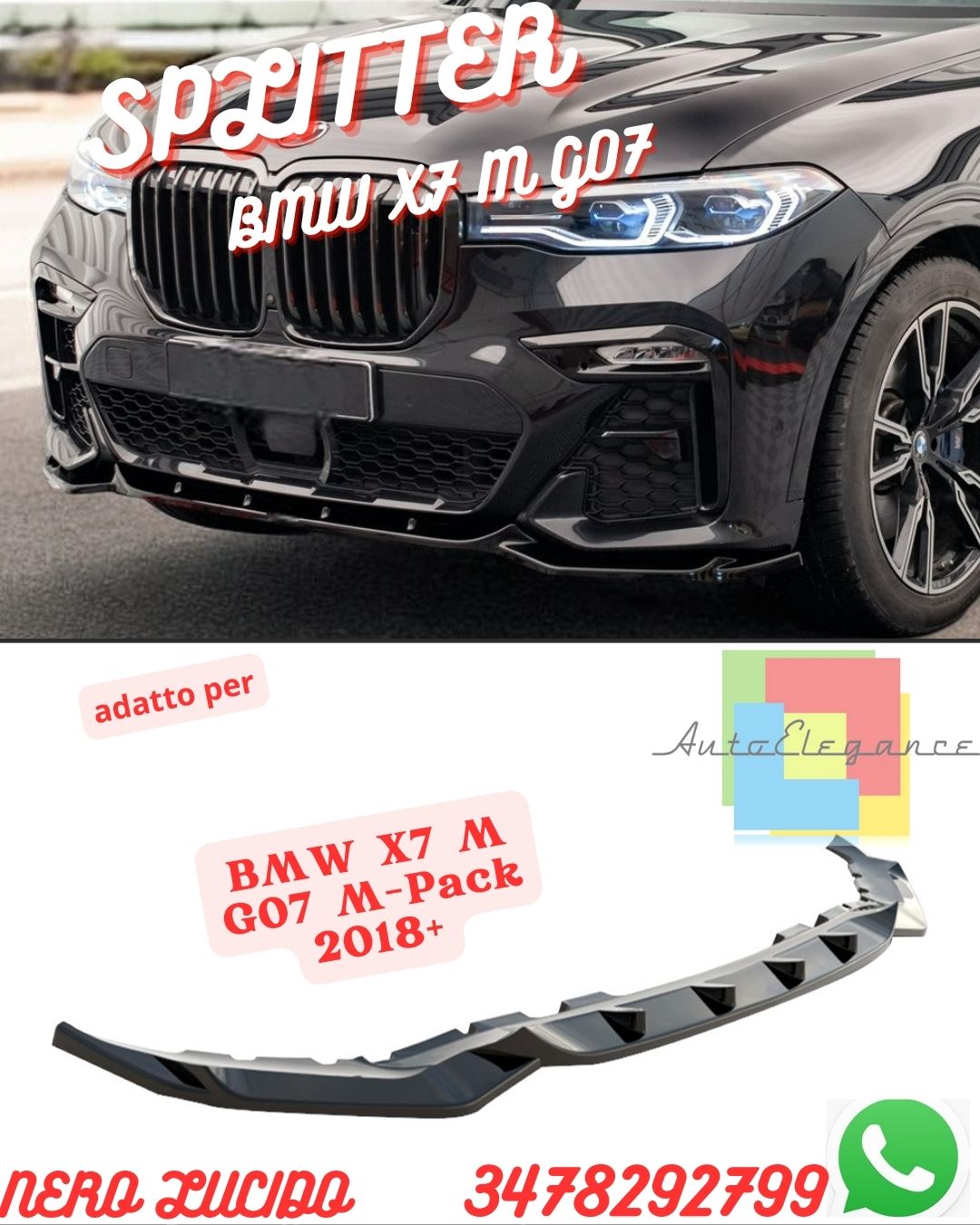 ⭐SPLITTER COMPATIBILE PER BMW X7 M G07 M-Pack 2018+⭐