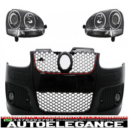 Front bumper suitable for vw golf v 5 mk5 (2003-2007) gti design with xenon look headlights right hand drive 