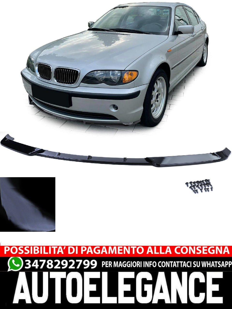 Lucida paraurti con labbro dello spoiler anteriore aftermarket compatibile con BMW Serie 3 E46 Limousine Touring 01-05