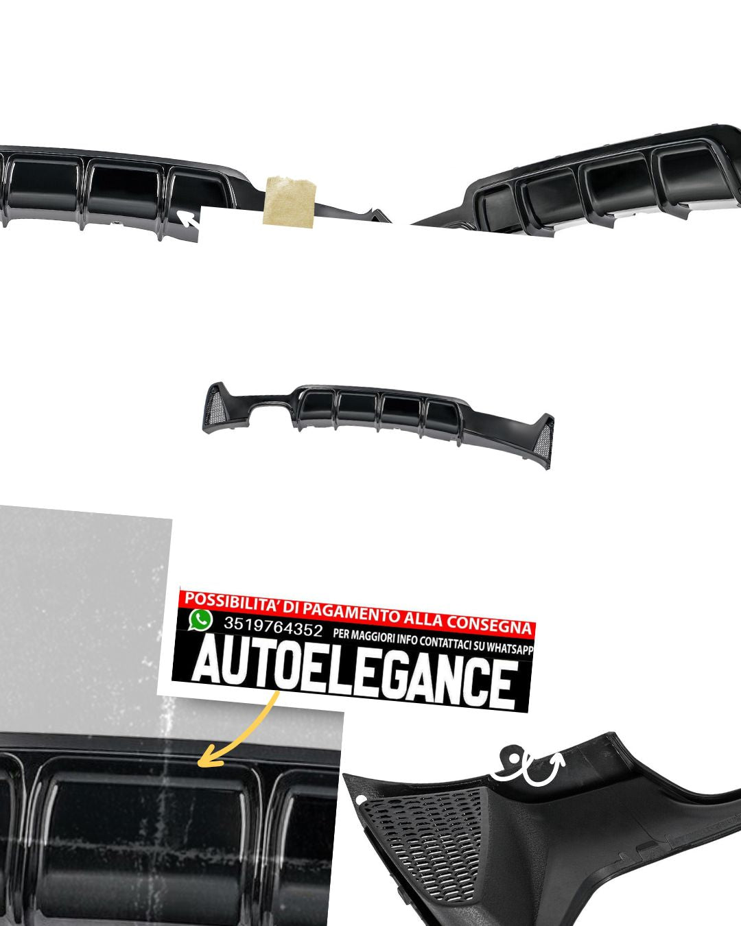 Diffusore posteriore paraurti doppio adatto per BMW Serie 4 Coupe F32 F82 Sport