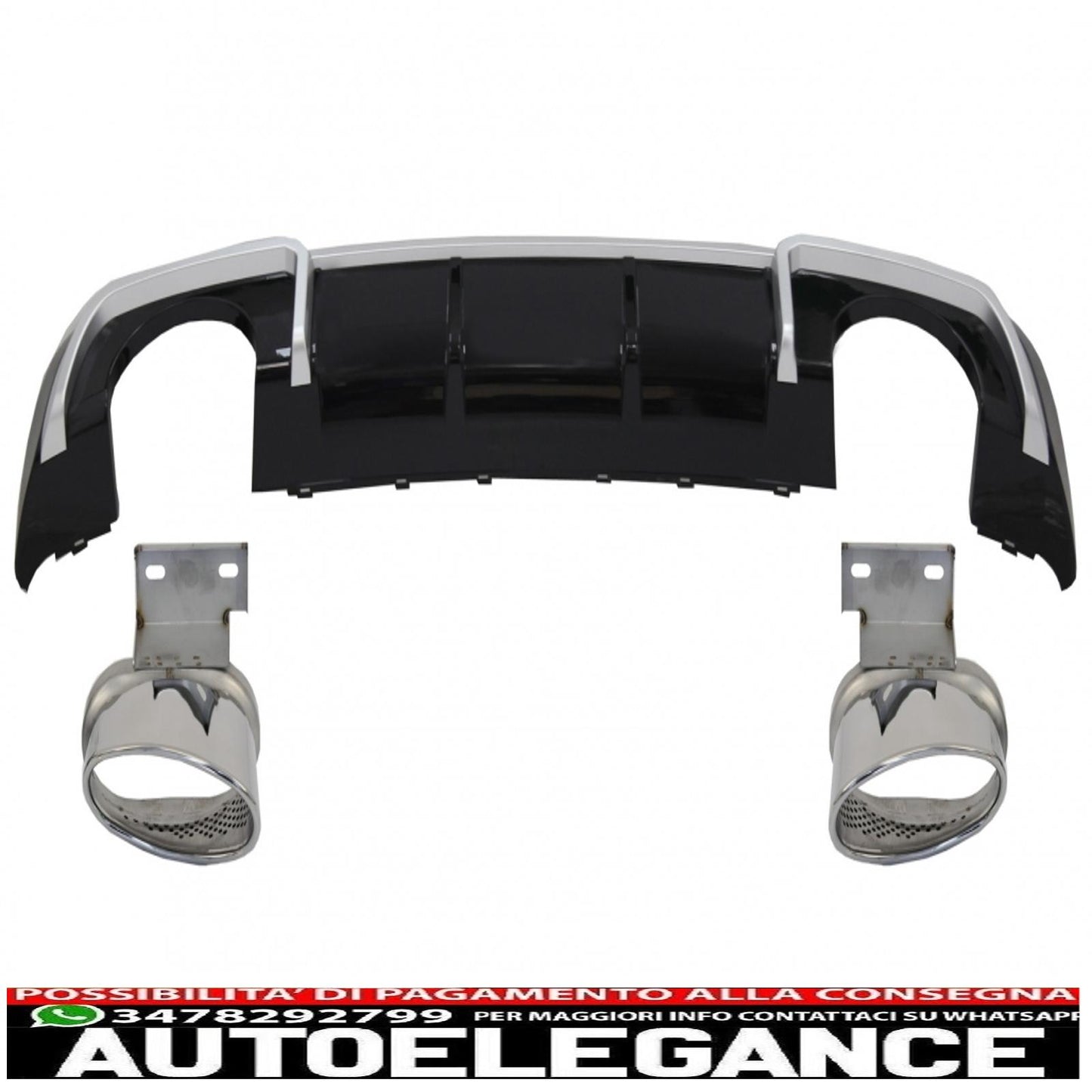 Rear bumper valance diffuser with exhaust tips suitable for audi a3 8v sline facelift (2016-2019) hatchback sportback rs3 design sport bumper