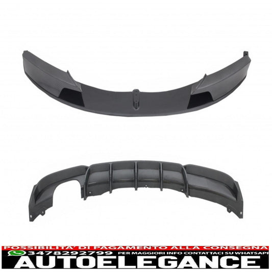 Front Bumper Spoiler Splitter with Rear Diffuser Suitable for BMW 3 Series F30 F31 (2011-up) Carbon Film Covering in M-Performance Design