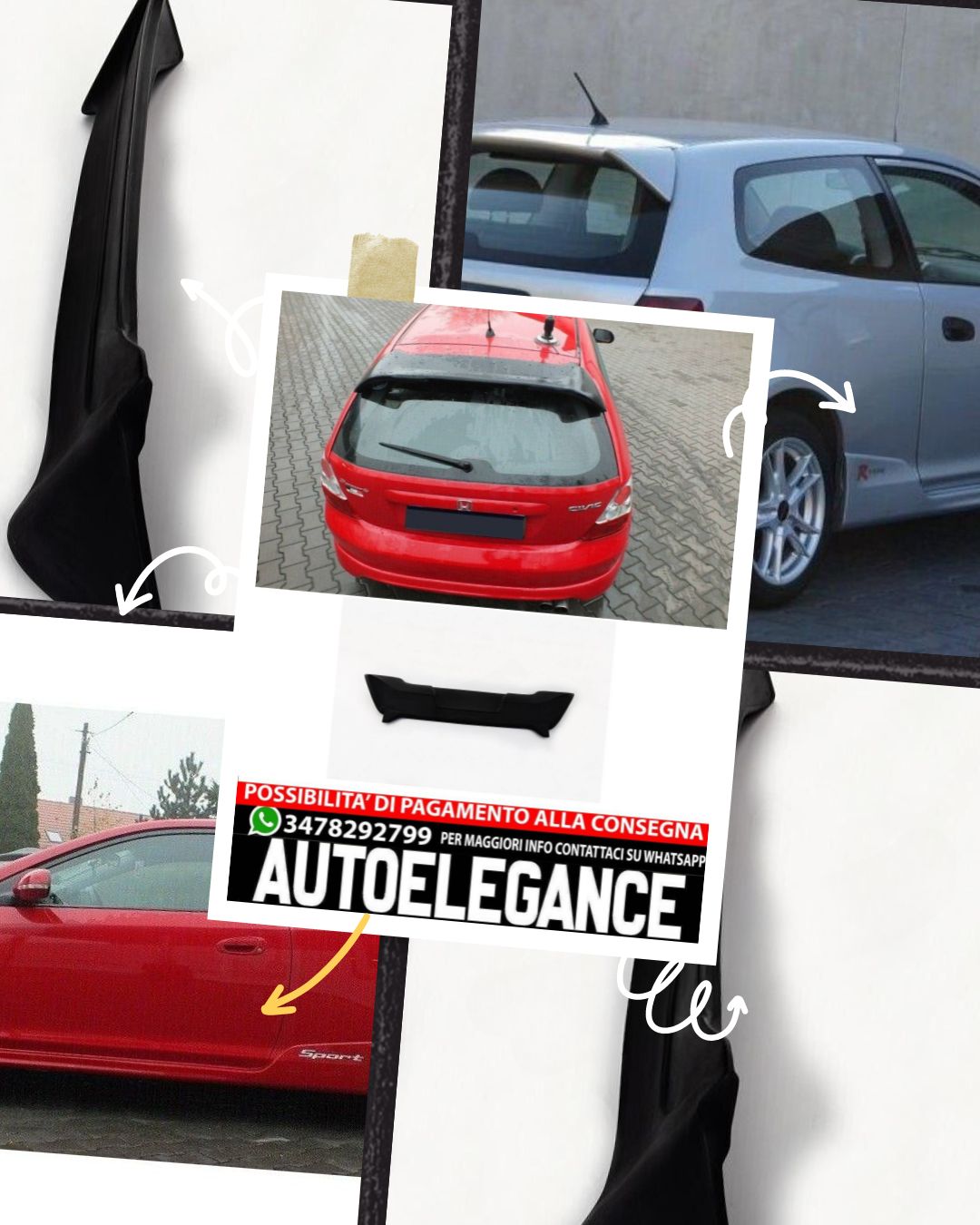 SPOILER adatto per HONDA CIVIC 7 HB 2000-2006