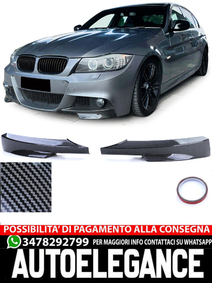 Spoiler Anteriore Angoli Flaps Splitter Carbon Look adatto per BMW Serie 3 E90 E91 08-12