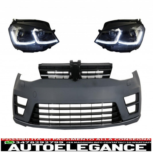 paraurti anteriore con fari led dx indicatori di direzione dinamici sequenziali adatti per vw golf vii 7 (2013-2017) r-line look