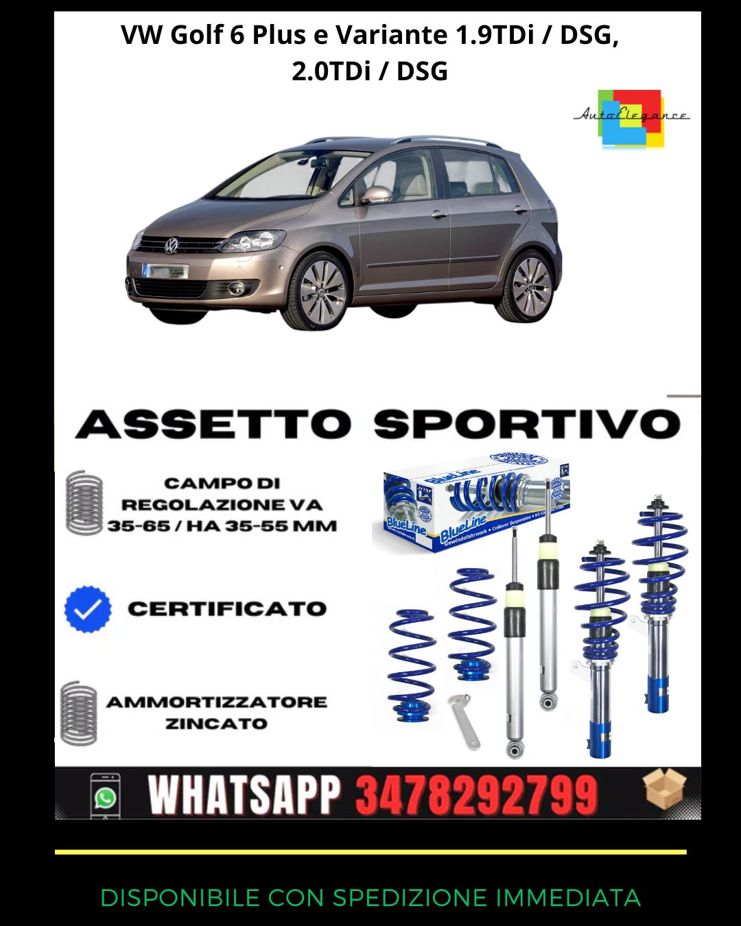 🔥Assetto sportivo PER VW Golf 6 Plus e Variante 1.9TDi / DSG, 2.0TDi / DSG🔥
