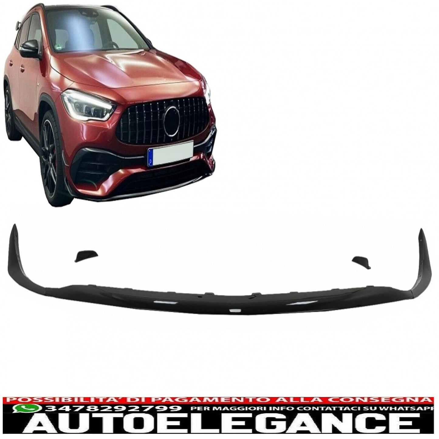 Paraurti anteriore estensione labbro splitter alette aerodinamiche adatto per mercedes gla h247 sport line (2020-up) pianoforte nero