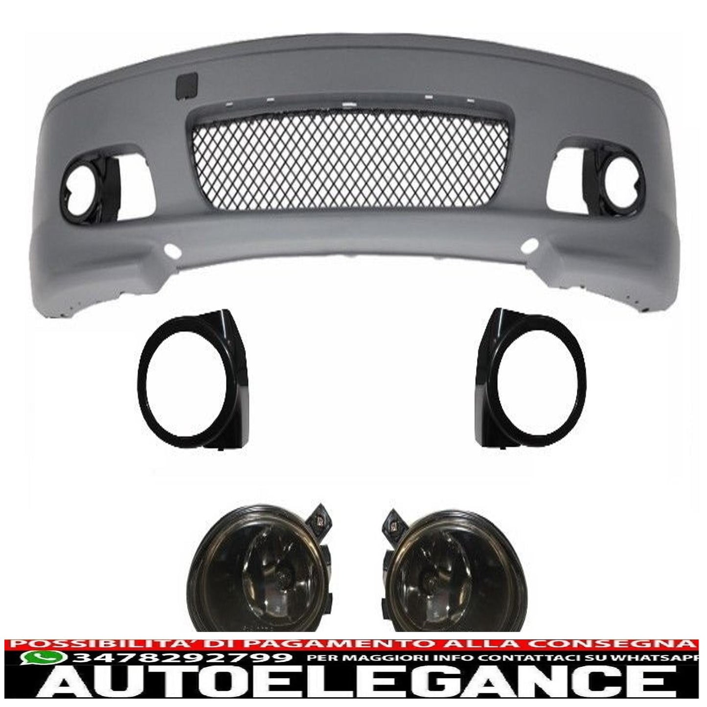 front bumper suitable for bmw 3 series e46 coupe cabrio (1999-2007) m-tech m-technik m-sport ii design with smoked fog lights