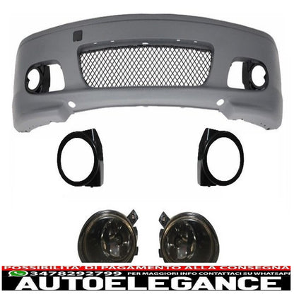 front bumper suitable for bmw 3 series e46 coupe cabrio (1999-2007) m-tech m-technik m-sport ii design with smoked fog lights