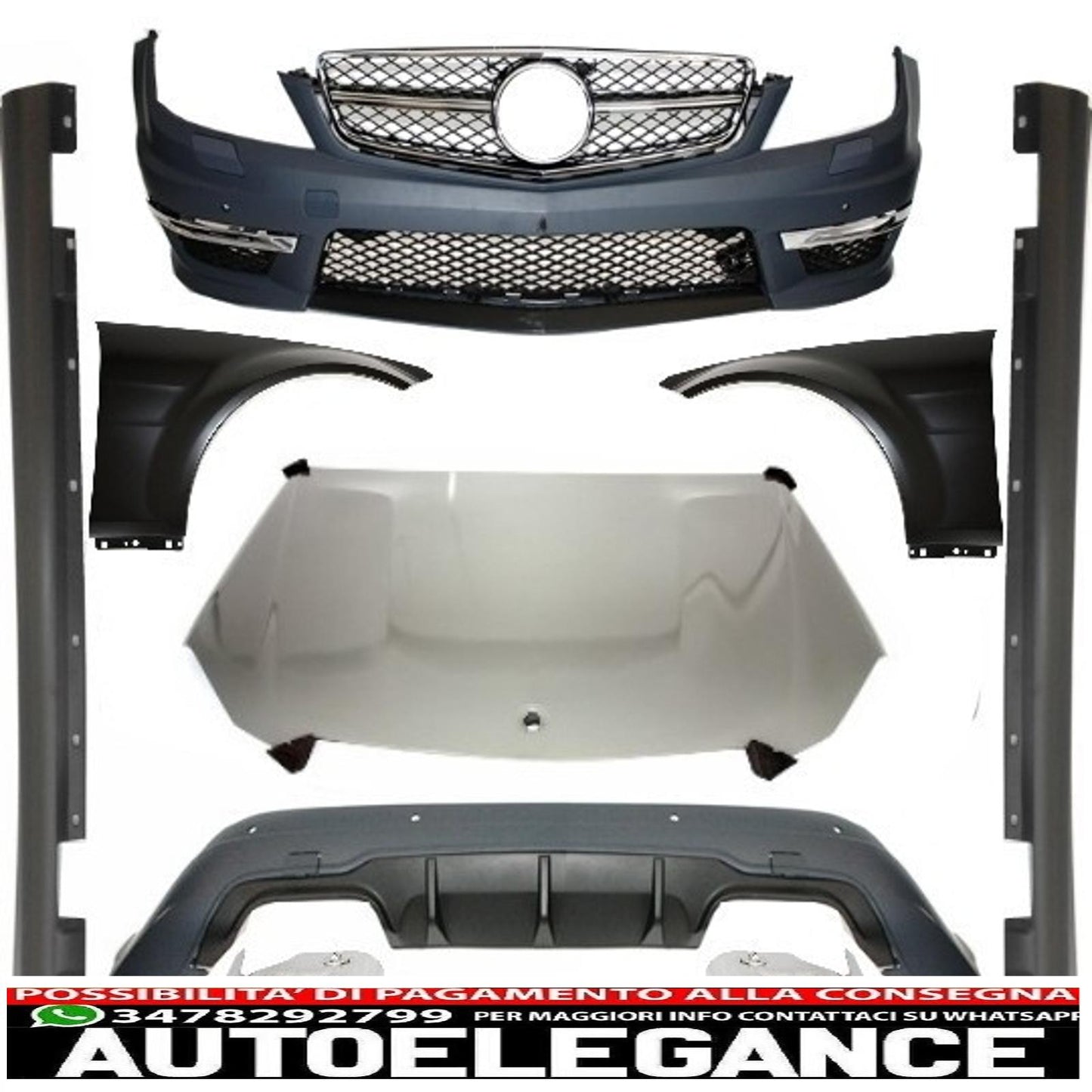 Complete conversion retrofit body kit suitable for mercedes w204 c-class facelift (2011-2014) design c63 