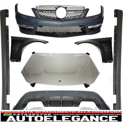 Complete conversion retrofit body kit suitable for mercedes w204 c-class facelift (2011-2014) design c63 