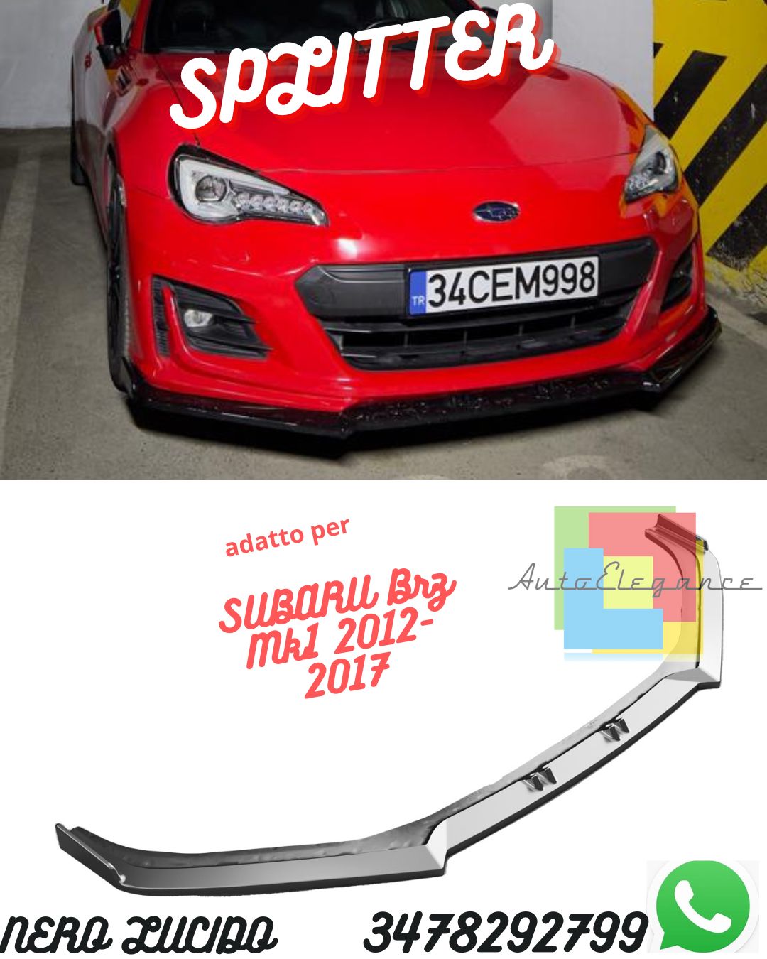 Front Splitter SUBARU Brz Mk1 2012-2017 With TÜV ABE 
