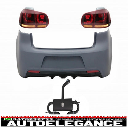rear bumper with exhaust system and full led rear lights static direction indicator red smoke suitable for vw golf vi (2008-2013) design r20
