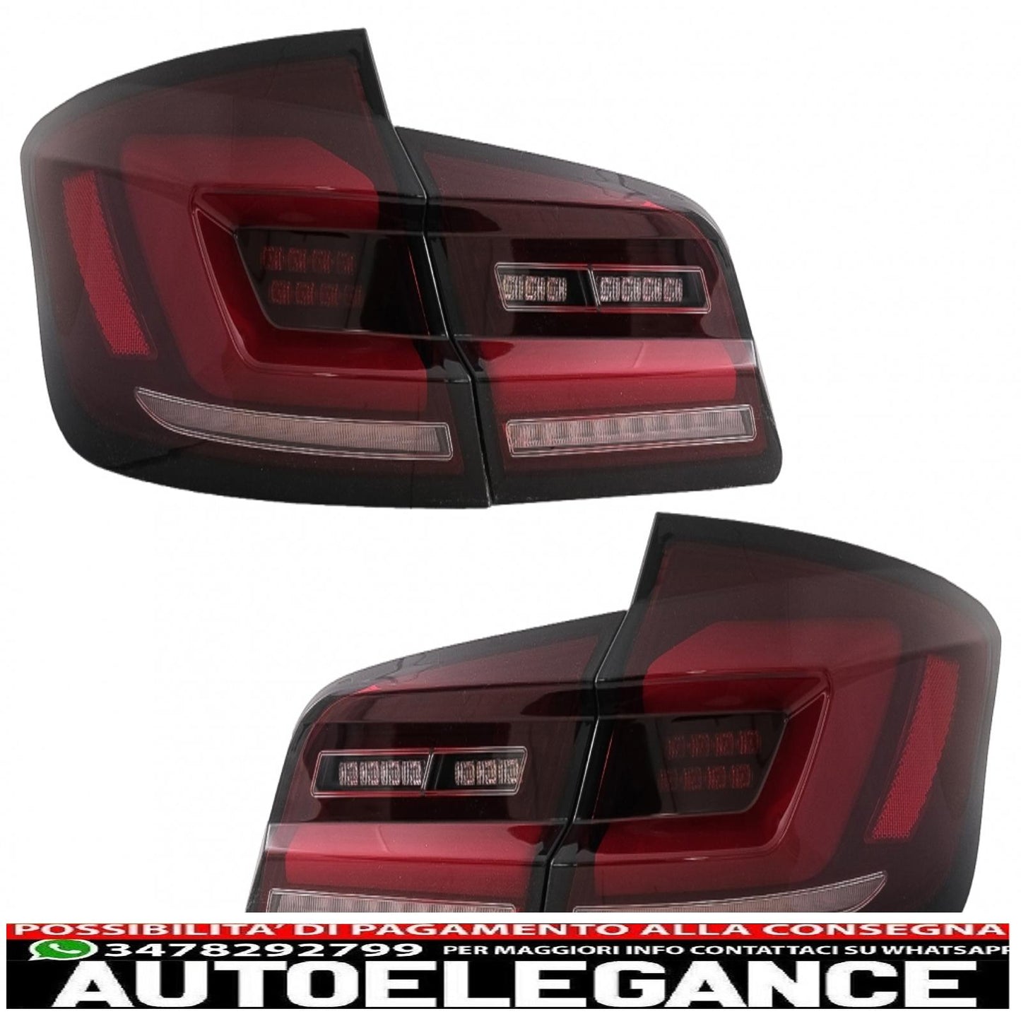 fanali posteriori full led adatti per bmw serie 5 f10 (2011-2017) indicatori di direzione sequenziali dinamici fumé rosso