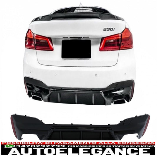 diffusore per paraurti posteriore adatto per BMW Serie 5 G30 G31 Limousine Touring (2017-up) M5 Design Piano Black