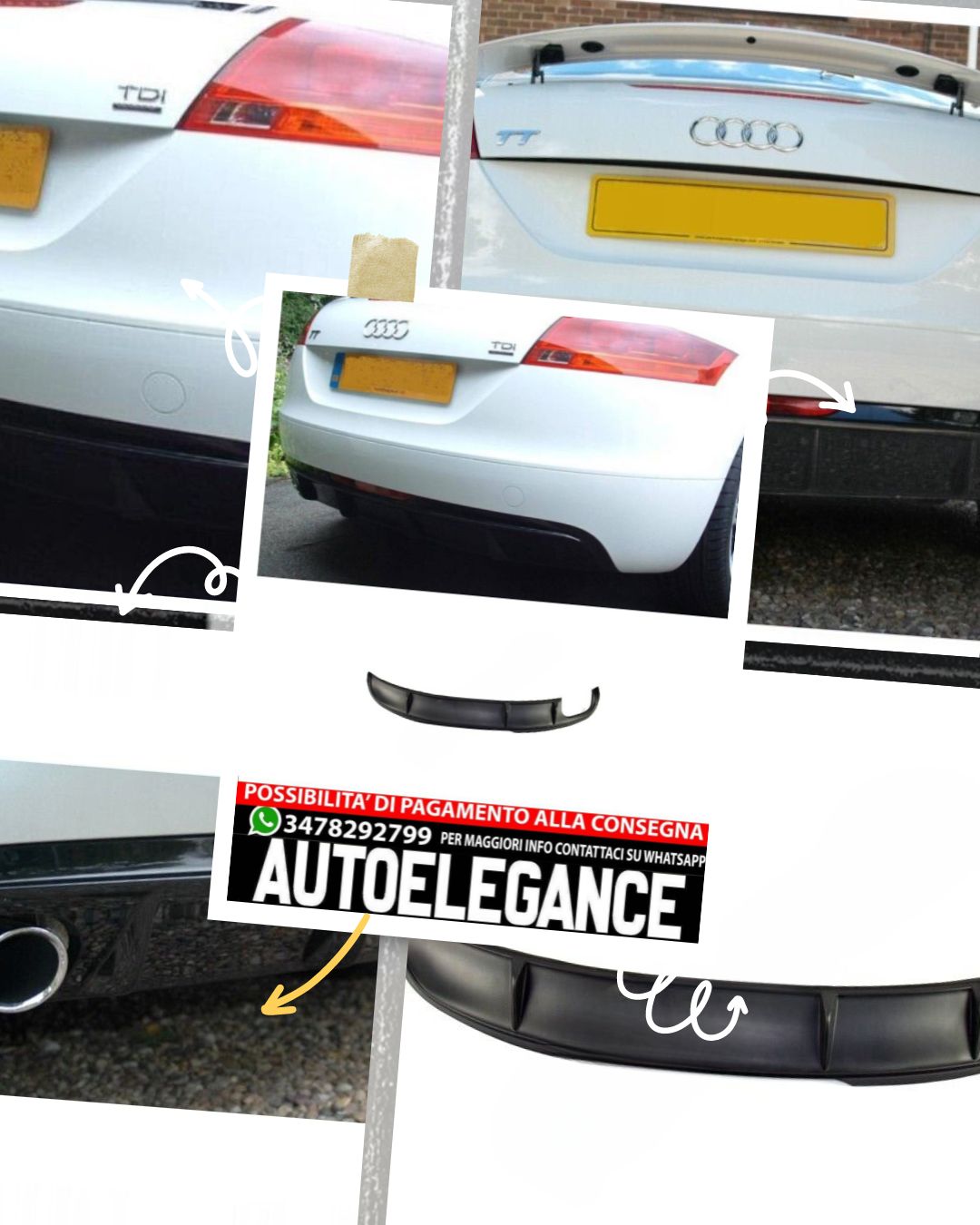 DIFFUSORE adatto per Audi TT 8J Coupé Cabrio 2006-2014