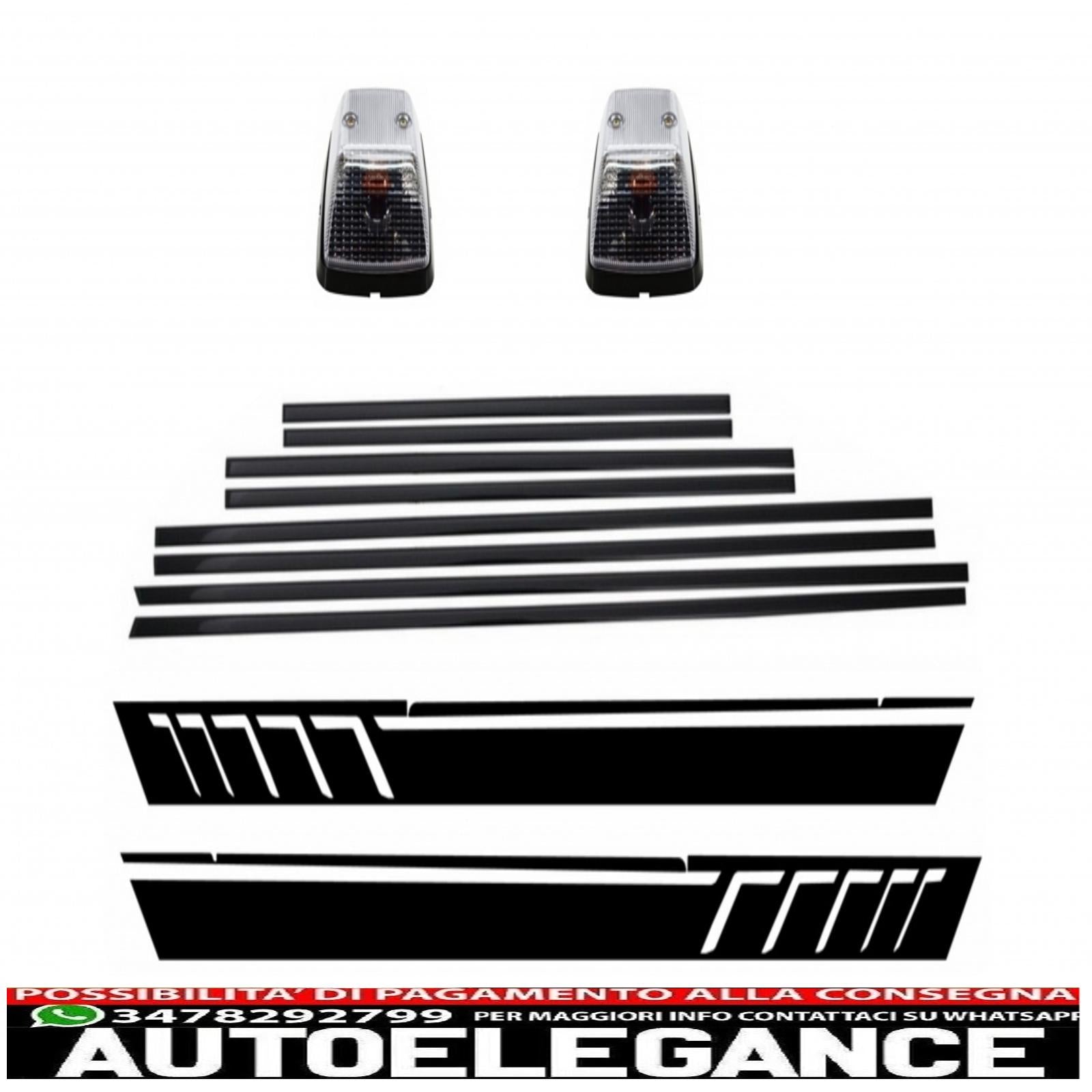 aggiungi strisce modanature porte con decalcomanie laterali adesivo in vinile nero opaco e luci di svolta adatte per mercedes classe g w463 (1989-2015) AUTOELEGANCERICAMBI