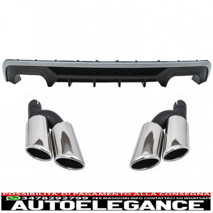 Rear bumper valance diffuser with exhaust tips exhaust tips suitable for audi a3 8v restyling hatchback sportback (2016-2019) standard bumper (se) s3 design