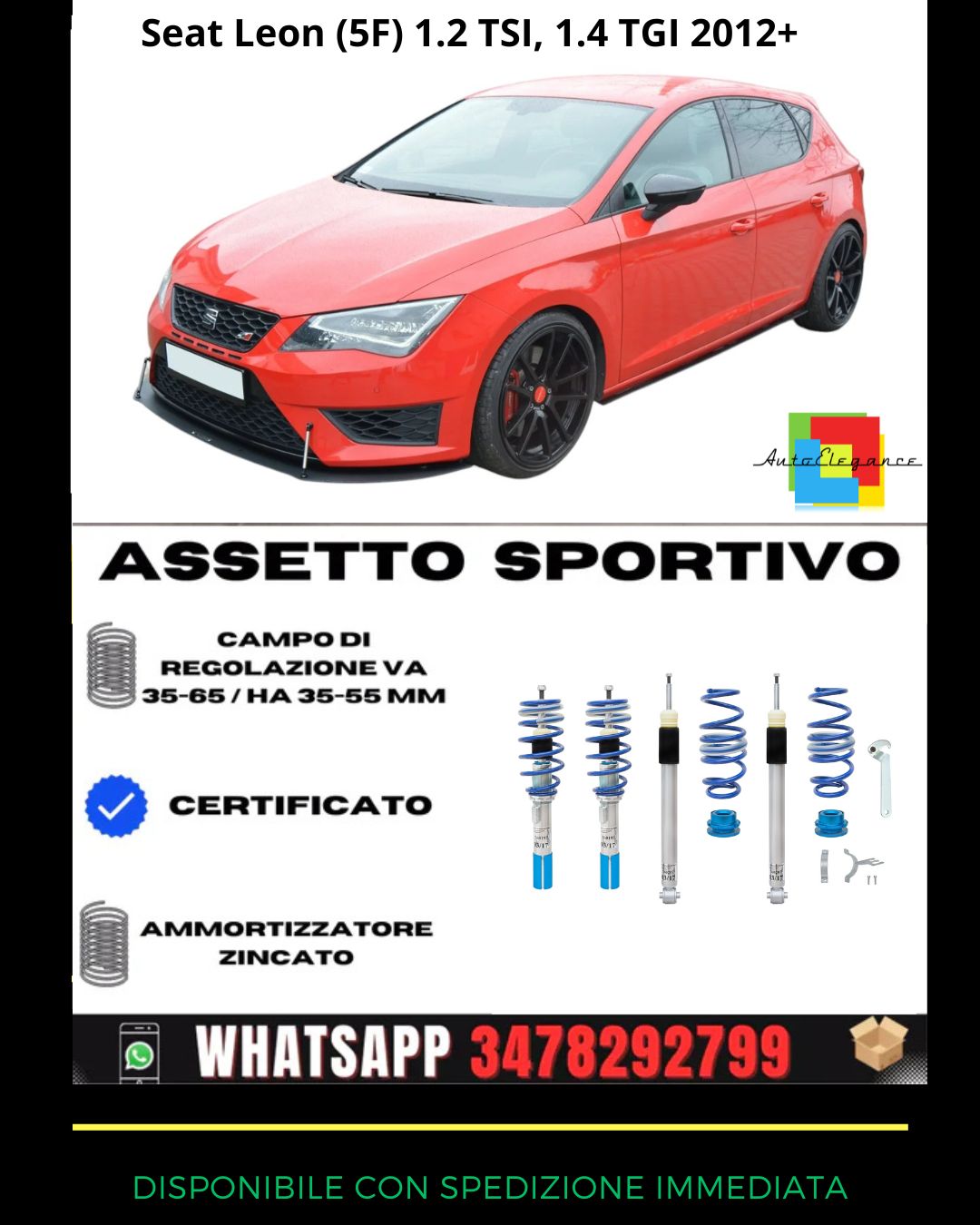 🔥Assetto sportivo ADATTO PER Seat Leon (5F) 1.2 TSI, 1.4 TGI 2012+🔥