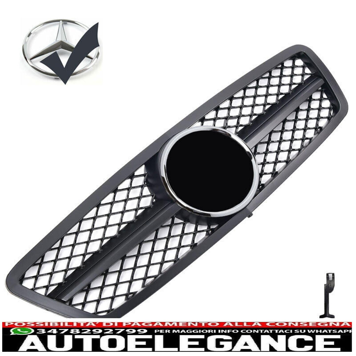 griglia sportiva griglia radiatore adatta per mercedes w203 s203 nero opaco-mostra il titolo originaletesto originalegrill sport kühlergrill passt für mercedes w203 s203 matt schwarz