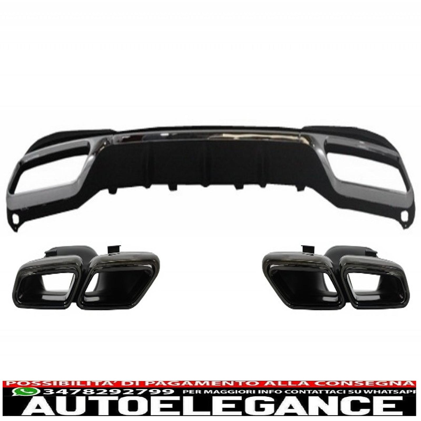 diffusore posteriore con terminali di scarico neri adatto per mercedes classe e w212 s212 facelift (2013-2016) solo paraurti pacchetto sportivo