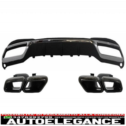 diffusore posteriore con terminali di scarico neri adatto per mercedes classe e w212 s212 facelift (2013-2016) solo paraurti pacchetto sportivo