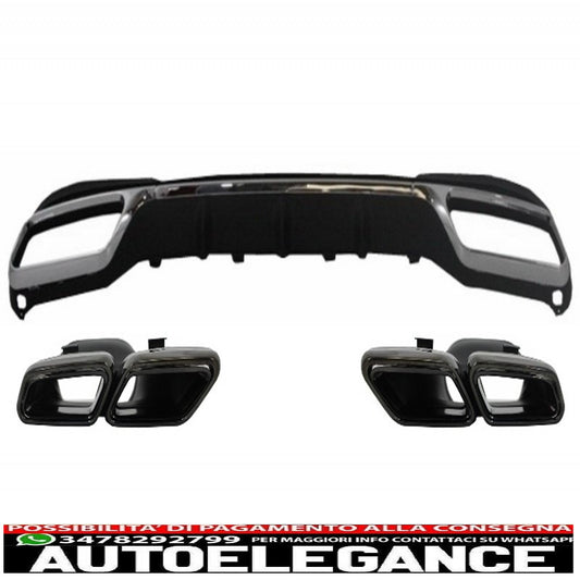 diffusore posteriore con terminali di scarico neri adatto per mercedes classe e w212 s212 facelift (2013-2016) solo paraurti pacchetto sportivo