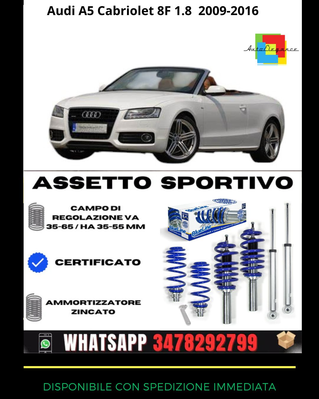 🔥Assetto sportivo ADATTO PER Audi A5 Cabriolet 8F 1.8 TFSI, 2.0 TDI 2009-2016🔥
