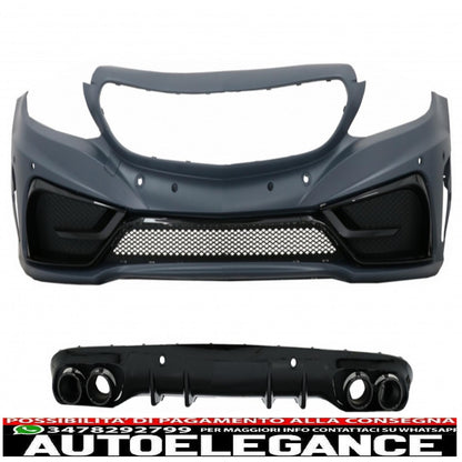 Paraurti anteriore con diffusore doppia uscita e terminali di scarico adatti per mercedes classe c a205 cabriolet c205 coupe (2014-2019)
