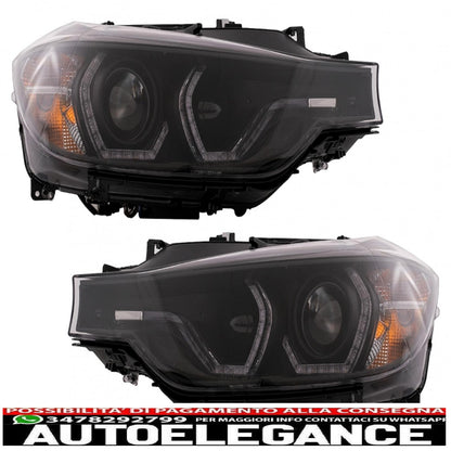 xenon angel eye headlights suitable for bmw 3 series f30 f31 sedan touring (10.2011-05.2015) black 