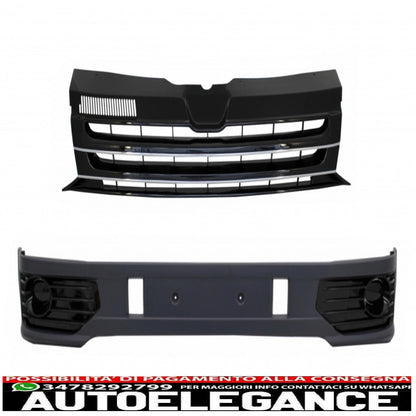 Spoiler aggiuntivo per paraurti anteriore adatto per VW Transporter Multivan Caravelle T5 T5.1 Facelift (2010-2015) con griglia anteriore senza badge e design Sportline