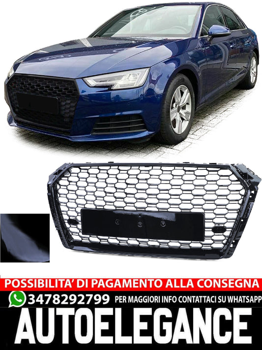 Griglia Sportiva A Nido D'ape Senza Emblema Nero Lucido compatibile per Audi A4 B9 8W 15-19