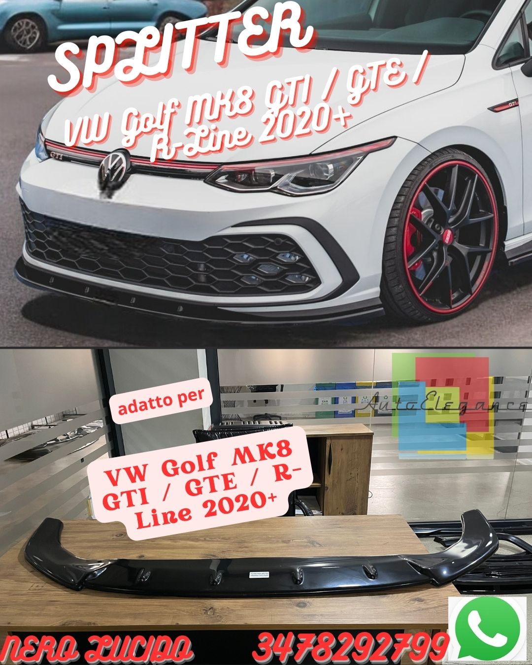 DIVISOR APTO PARA ⭐VW Golf MK8 GTI / GTE / R-Line 2020+ Versión 2⭐