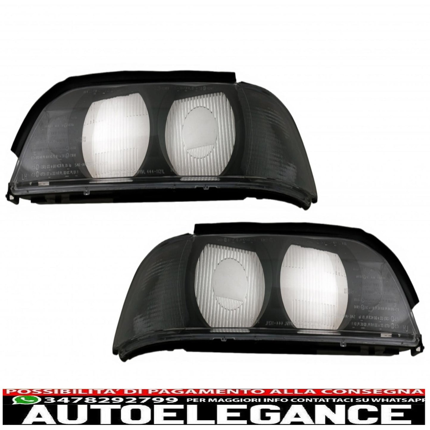 Smoke grey right and left side headlight lens suitable for bmw 5 series e39 (1995-2000)