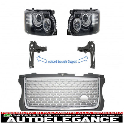 Headlights with support brackets and central grille suitable for land rover vogue l322 (2002-2009) facelift design 