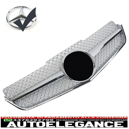 Griglia del radiatore sportiva per Mercedes W207 coupé decappottabile argento + cromo