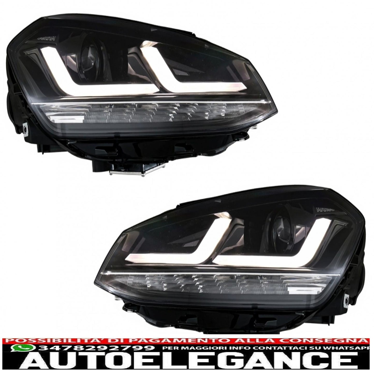 osram full led ledriving headlights suitable for vw golf 7 vii (2012-2017) black upgrade for xenon and halogen cars drl