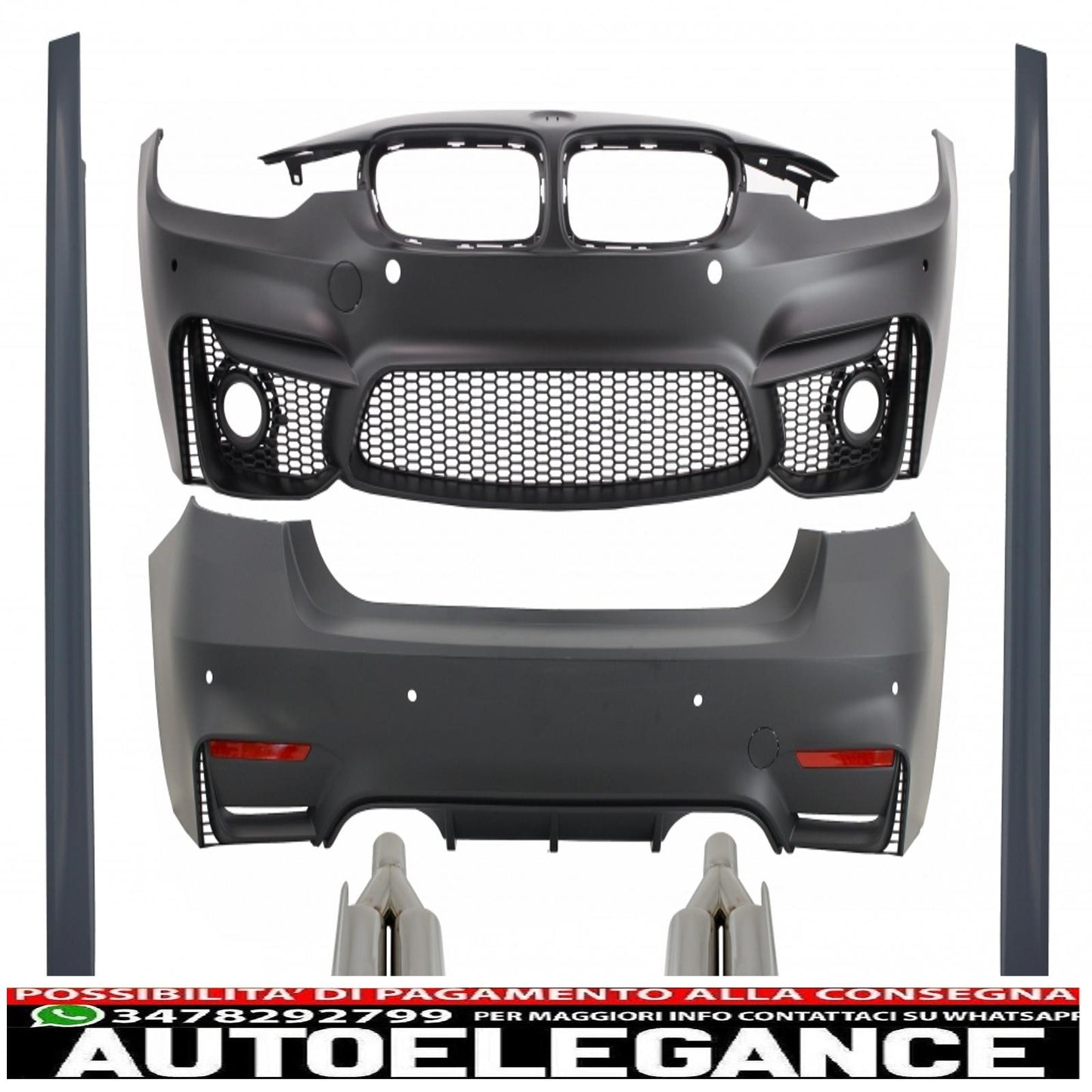 body kit suitable for bmw 3 series f30 (2011-2019) evo ii m3 cs design with quad m-power exhaust tips