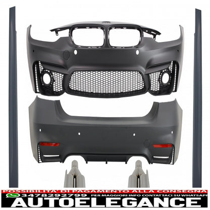 body kit suitable for bmw 3 series f30 (2011-2019) evo ii m3 cs design with quad m-power exhaust tips