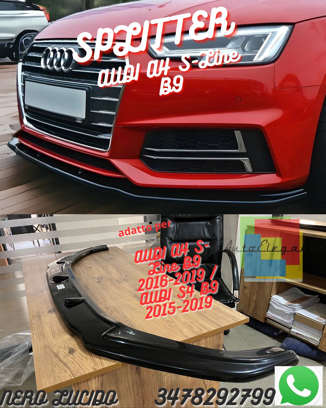 SPLITTER SUITABLE FOR AUDI A4 S-Line B9 2016-2019 / AUDI S4 B9 2015-2019 