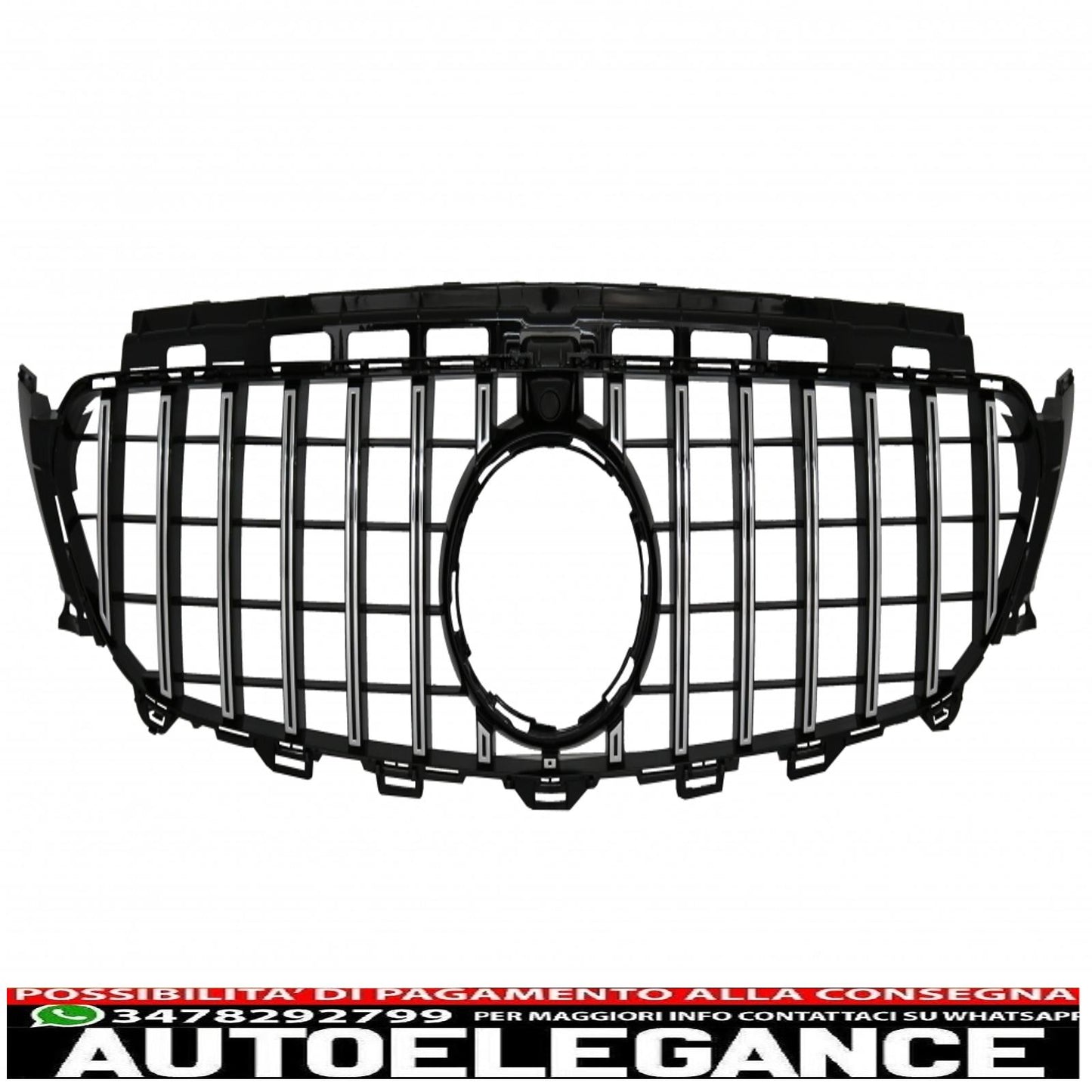 central grille suitable for mercedes e class w213 s213 c238 a238 (2016-2019) gt-r panamericana design black chrome