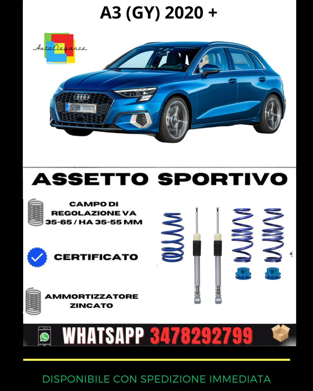 🔥Assetto sportivo ADATTO PER Audi A3 (8GY) 2020-🔥