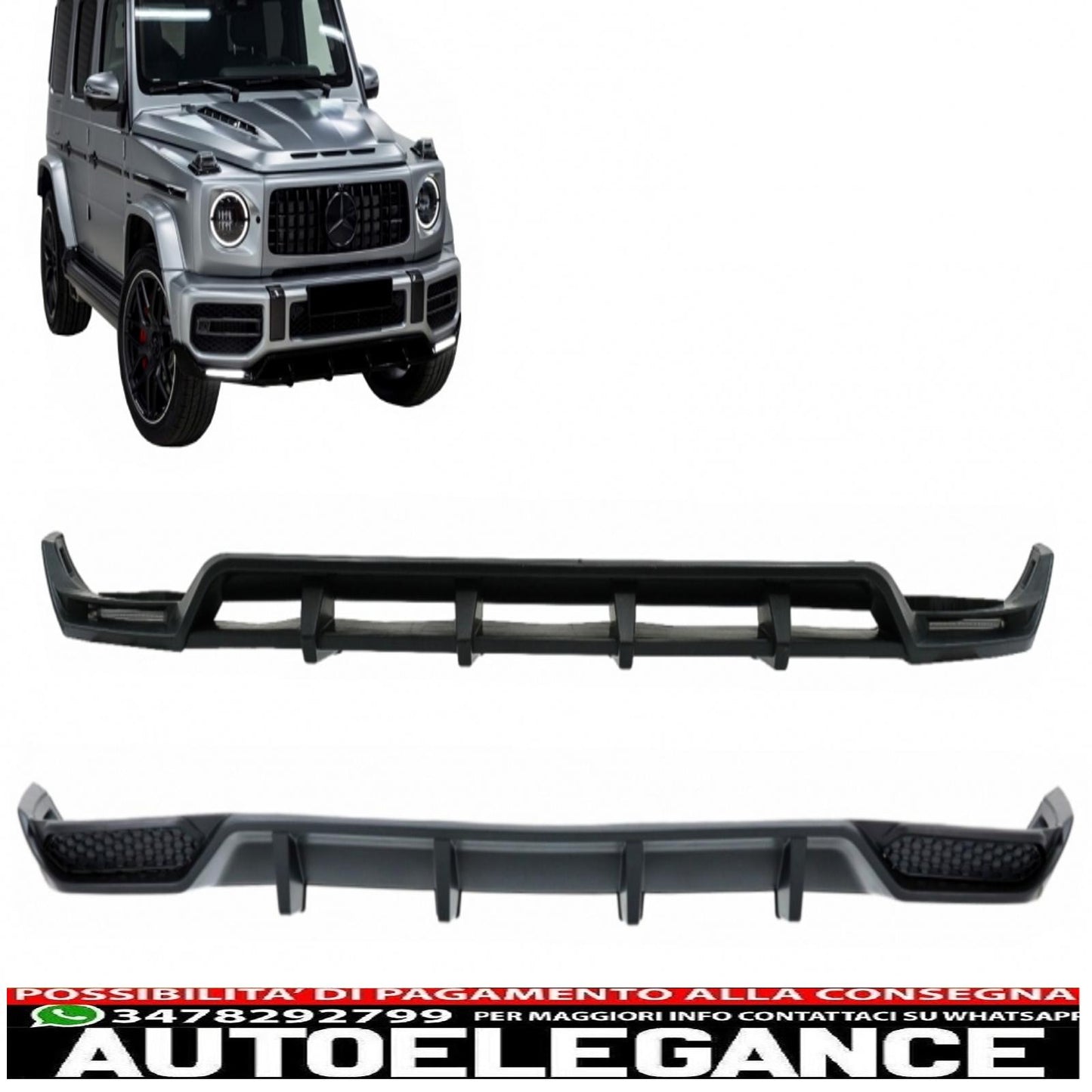 Spoiler per paraurti anteriore con led drl, estensione con diffusore per paraurti posteriore, adatto per Mercedes Classe G Facelift W463 W464 (2018-up)