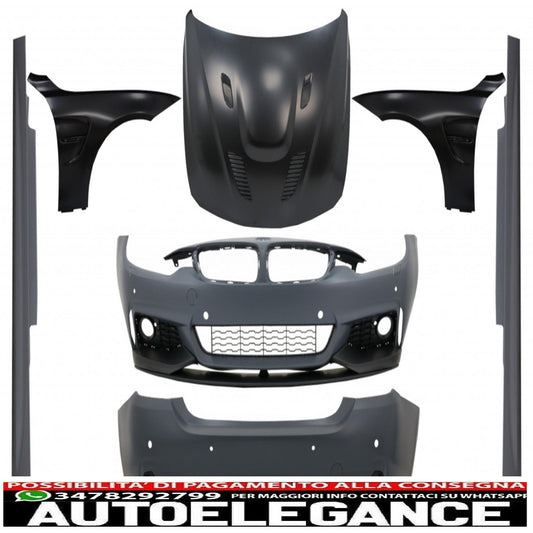 kit carrozzeria completo adatto per bmw serie 4 f32 f33 (2013-02.2017) design m-performance con parafanghi anteriori neri e cofano motore