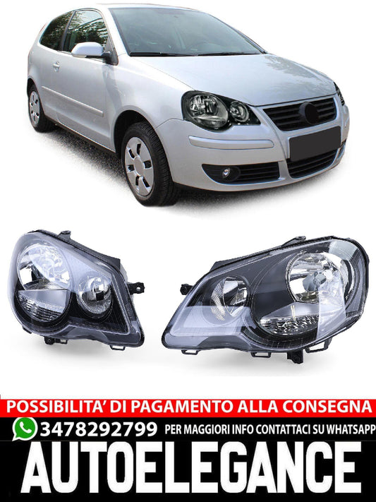 GTI Cup Headlights Black - Aftermarket Set Compatible with VW Polo 9N3 05-09 