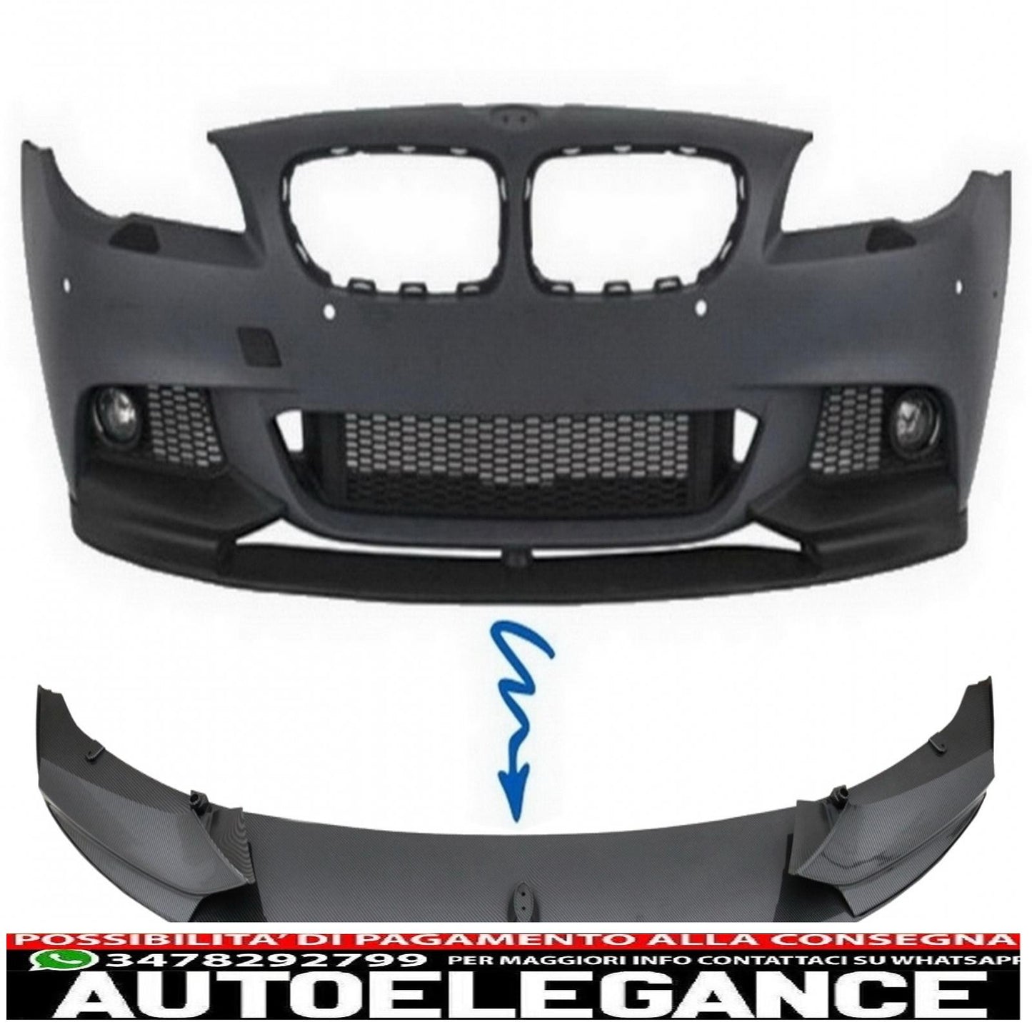 Rivestimento in carbonio per spoiler paraurti anteriore, adatto per BMW serie 5 F10 F11 (2011-2017) berlina Touring M-Performance Design