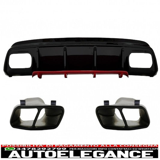 Rear bumper valance diffuser with exhaust tips suitable for mercedes w176 a class (2012-2018) a45 restyling design red edition