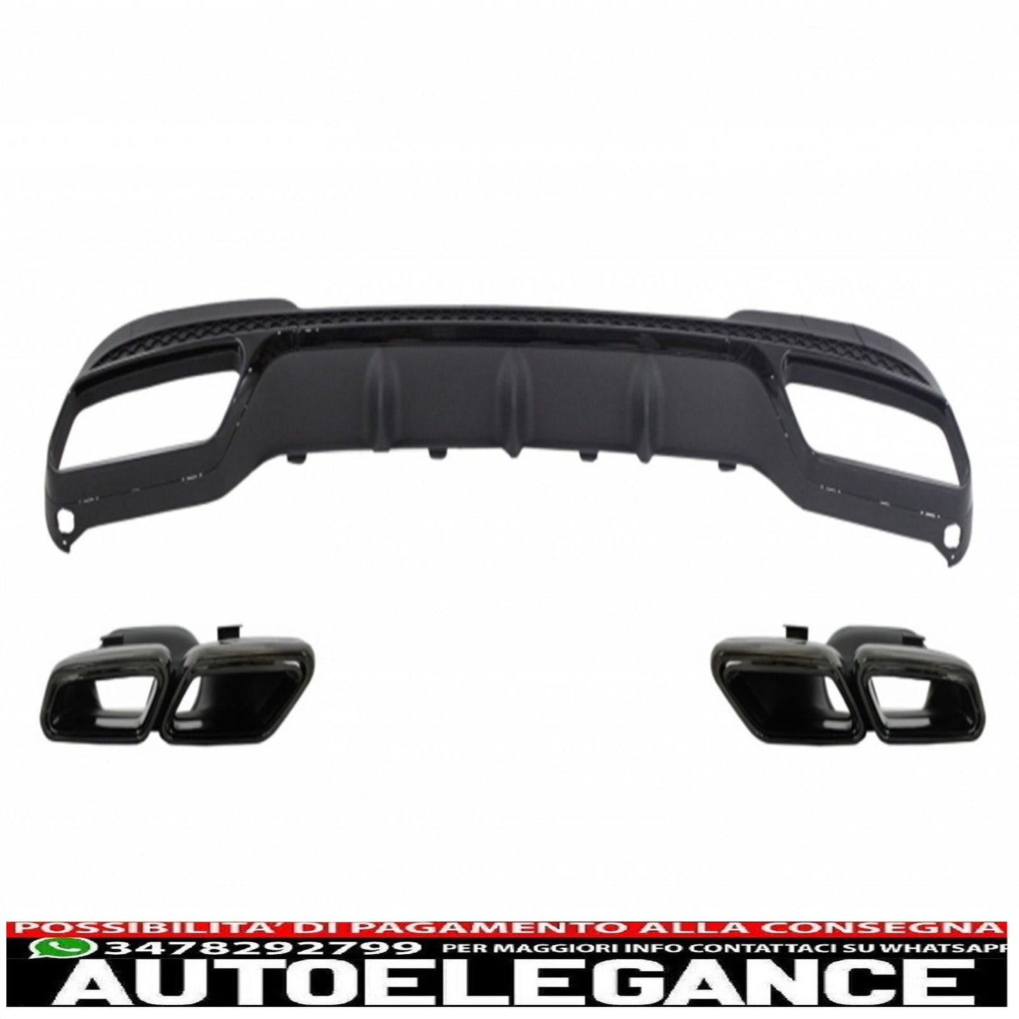 diffusore posteriore con terminali di scarico nero adatto per mercedes classe e w212 s212 amg sport line facelift (2013-2016) design e63