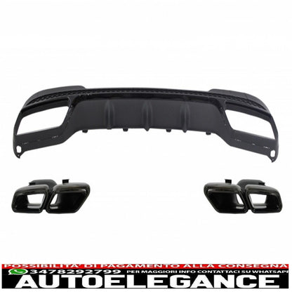 diffusore posteriore con terminali di scarico nero adatto per mercedes classe e w212 s212 amg sport line facelift (2013-2016) design e63