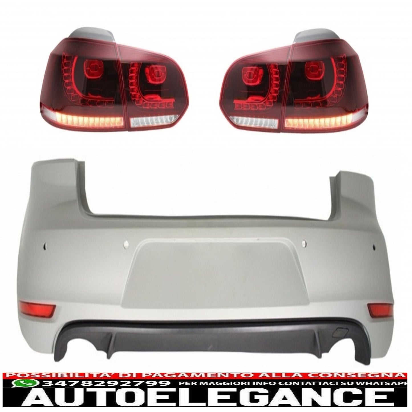 rear bumper suitable for vw golf 6 vi (2008-2012) with full led rear lights gti design cherry red